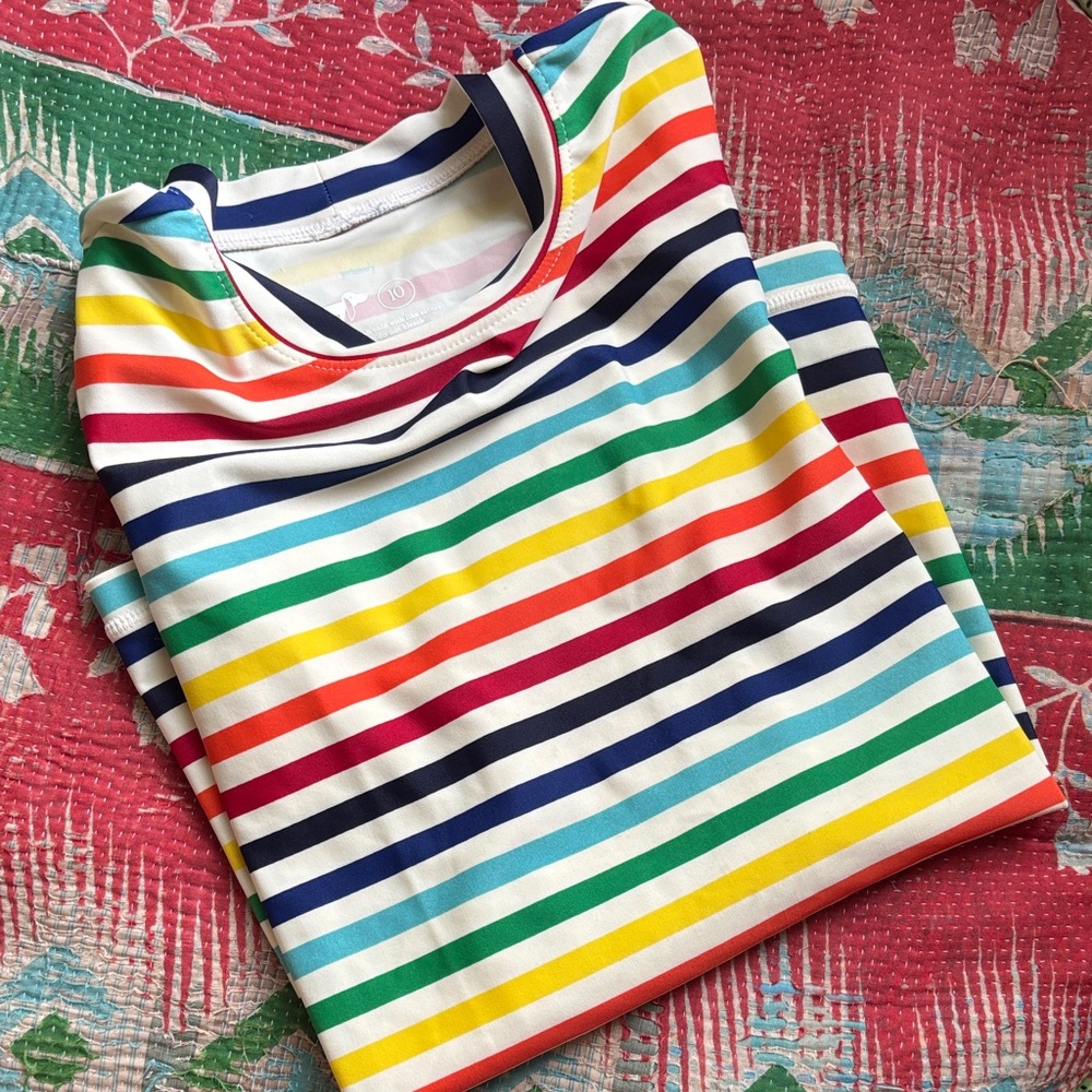 Primary Multicolor Striped Swim Shirt